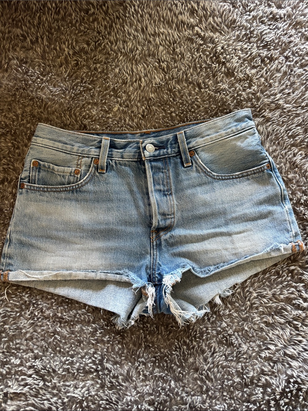 Levi's Light Blue Denim Cutoff Shorts with Frayed Hem